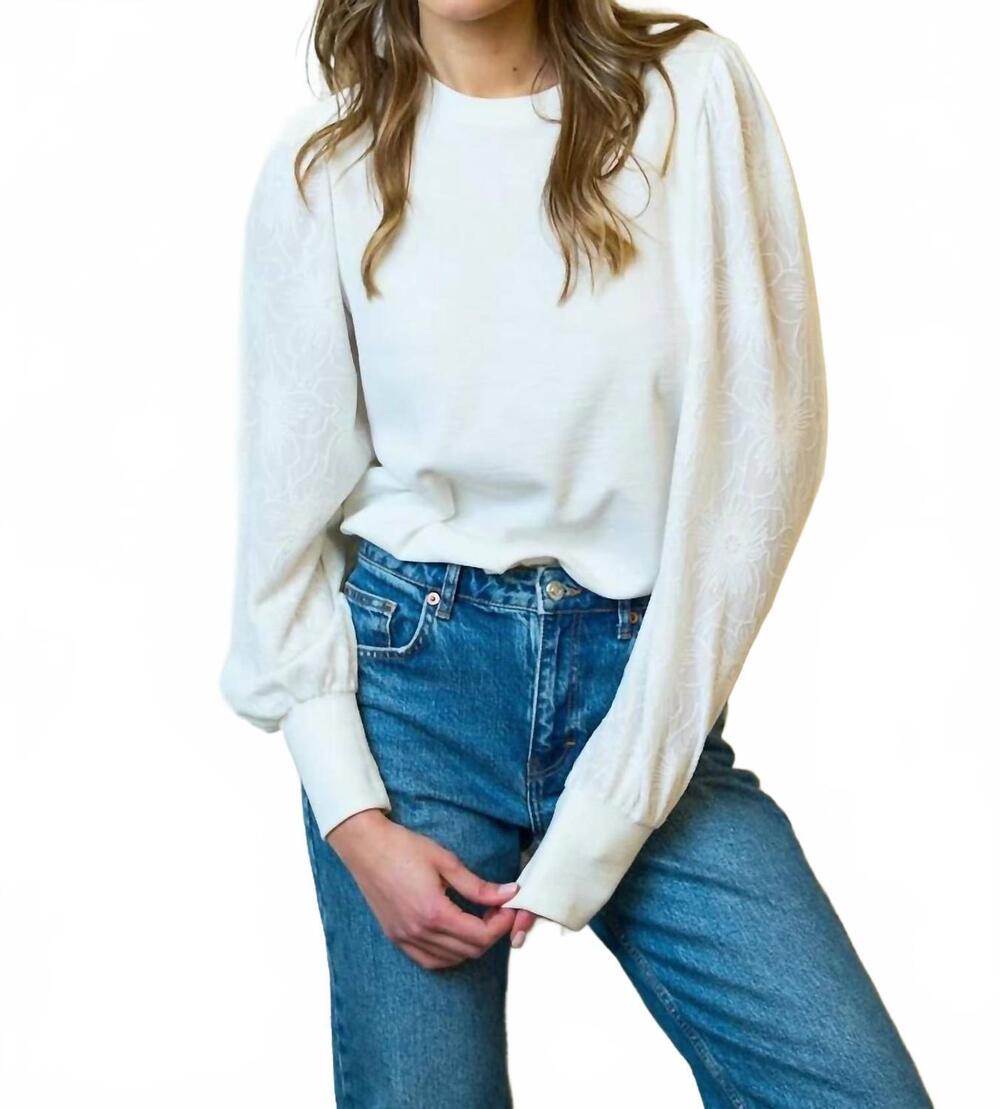 NEW THE GREII floral textured sweatshirt in white